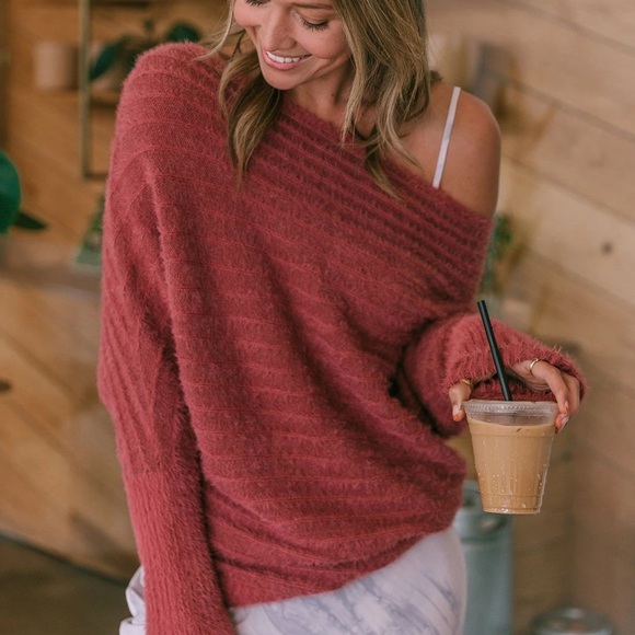 NWT! - LoveStitch | Blissful Fuzzy Ribbed Boatneck - Picture 3 of 10